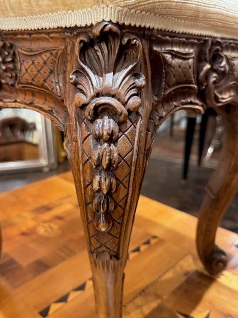 Pair 19th Century French Carved Oak Regence Stools For Sale 2