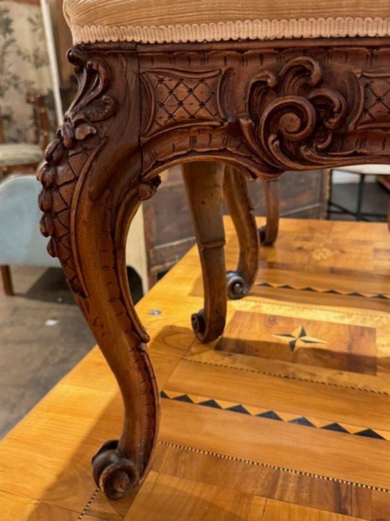 Pair 19th Century French Carved Oak Regence Stools For Sale 3