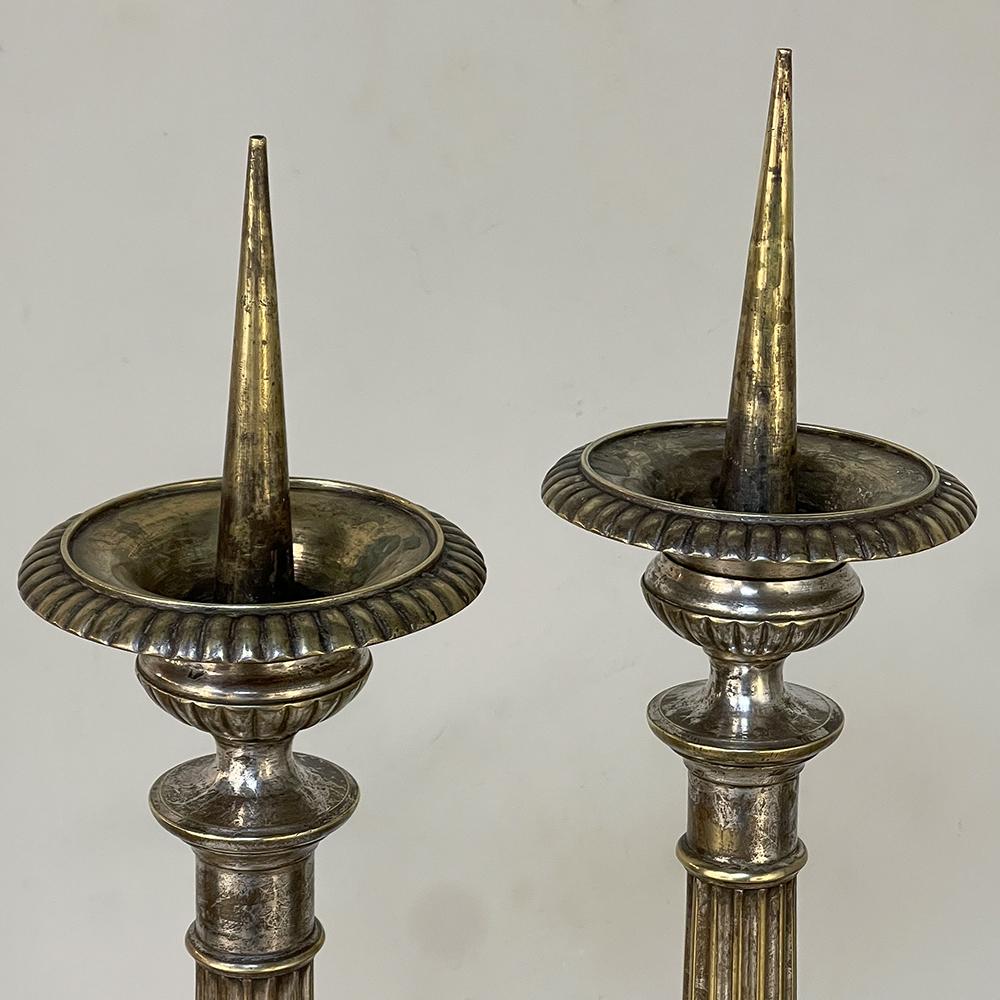 Late 19th Century Pair 19th Century French Cast Brass Altar Candlesticks For Sale