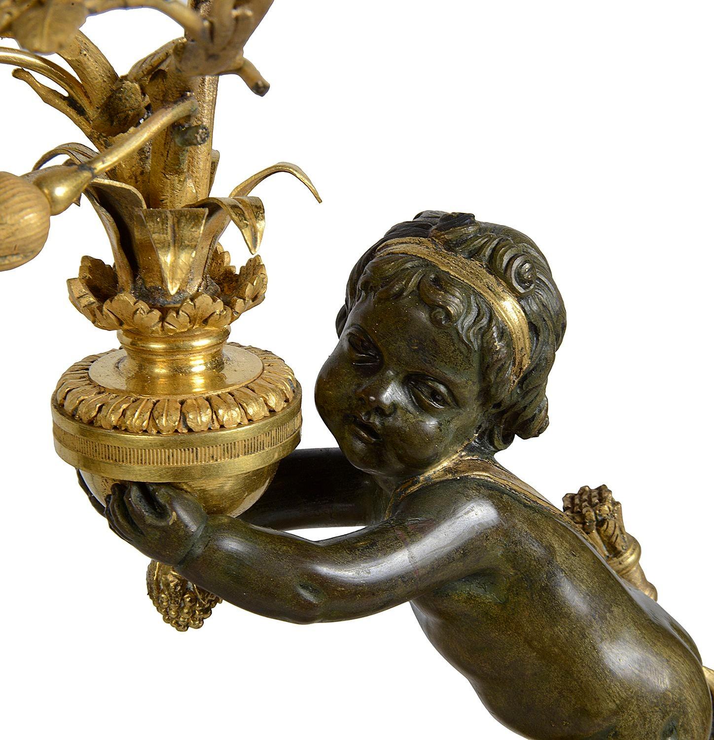 Luigi XIV Coppia di candelabri francesi a cherubino del XIX secolo in vendita