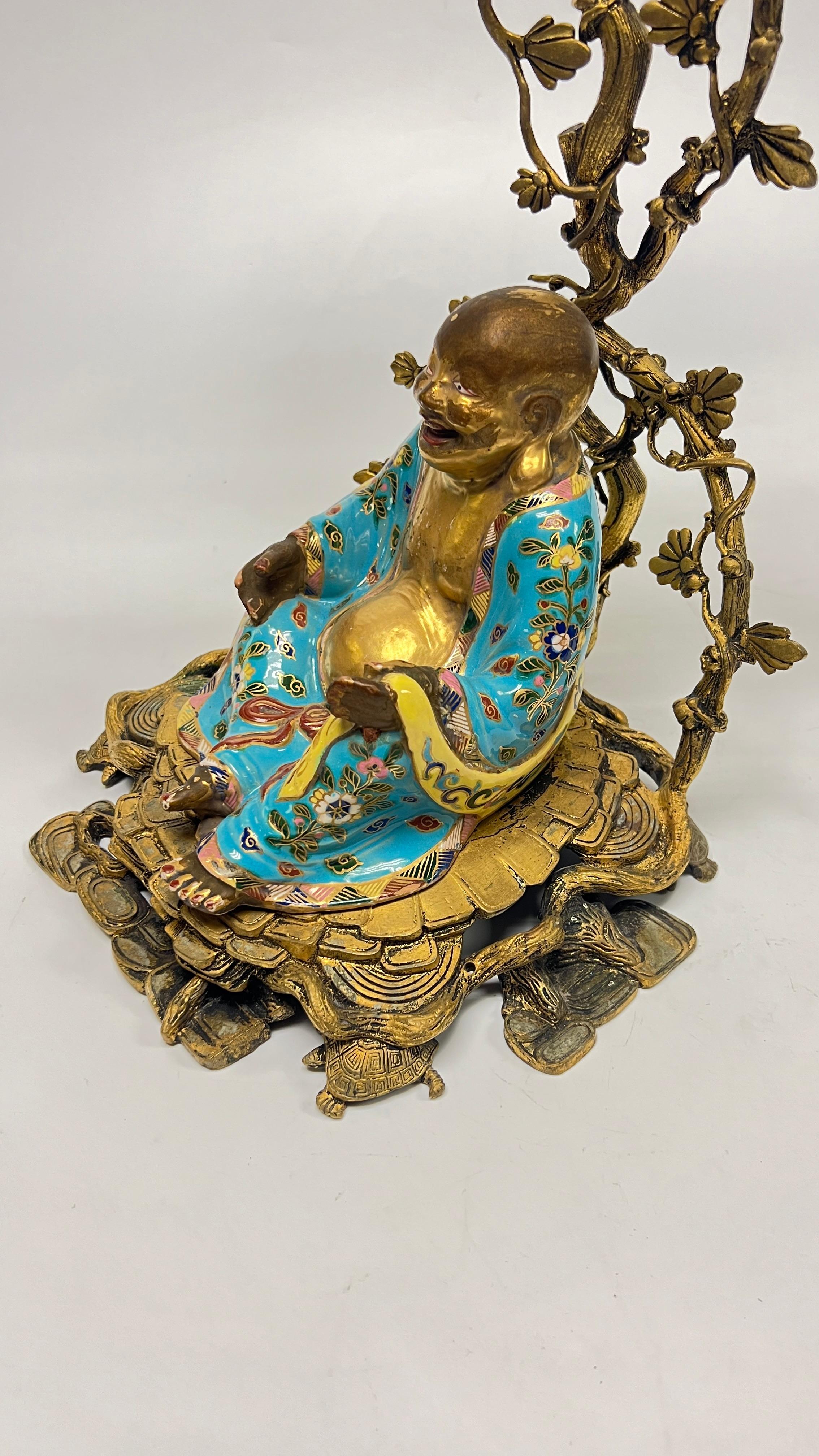 Coppia di candelabri francesi del XIX secolo in porcellana Chinoiserie e bronzo dorato in vendita 11