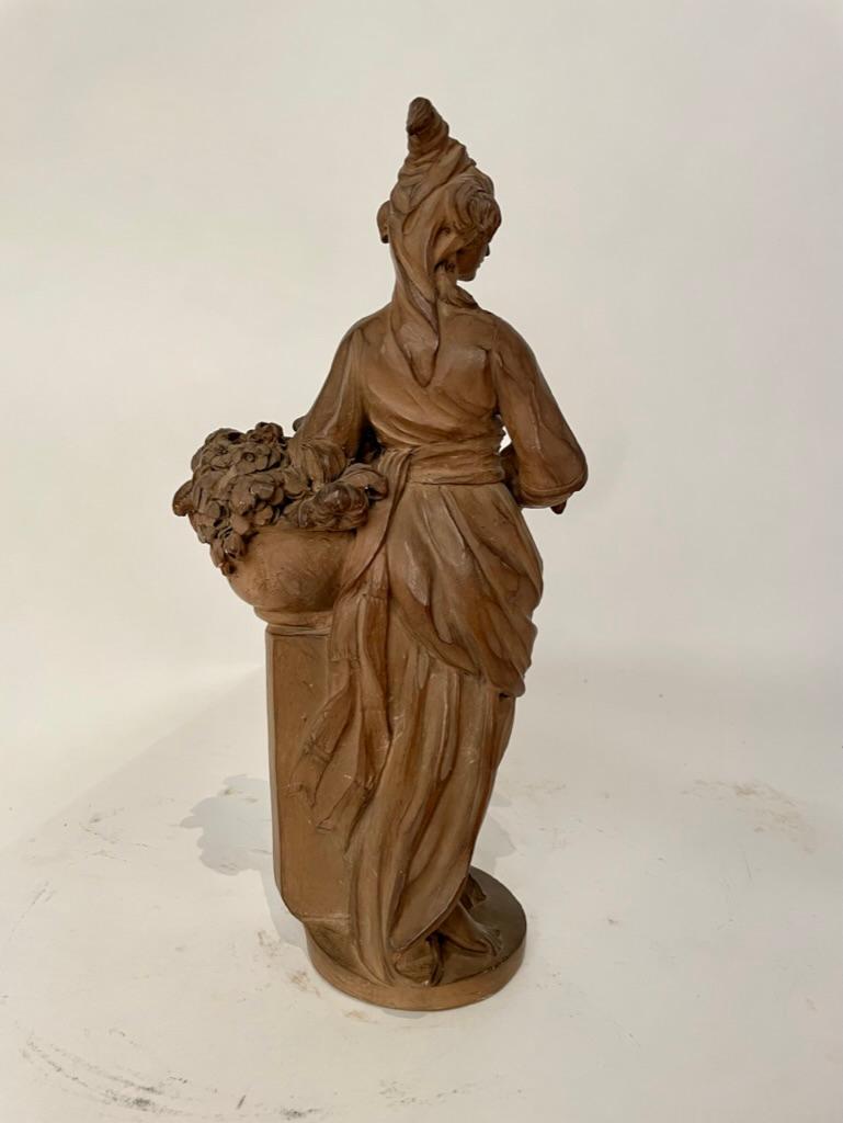 20th Century Pair 19th Century French Chinoiserie Terracotta Female Figures of Bird Sellers