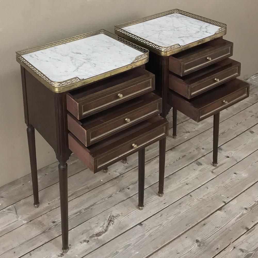 Pair of 19th Century French Directoire Marble Top Nightstands 1