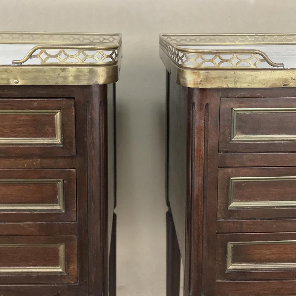 Pair of 19th Century French Directoire Marble Top Nightstands 2