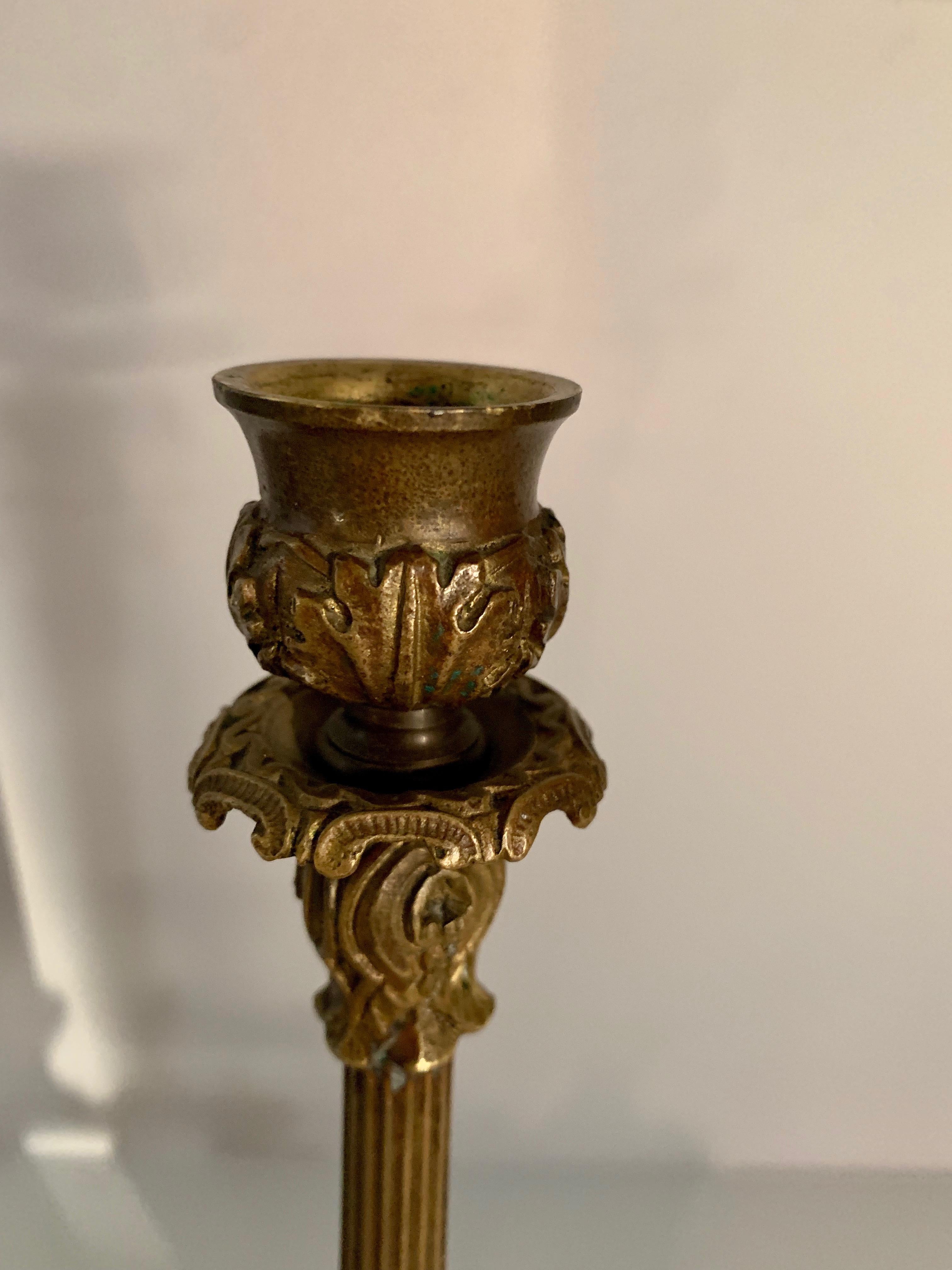 Pair 19th Century French Empire Candlesticks In Good Condition For Sale In Los Angeles, CA