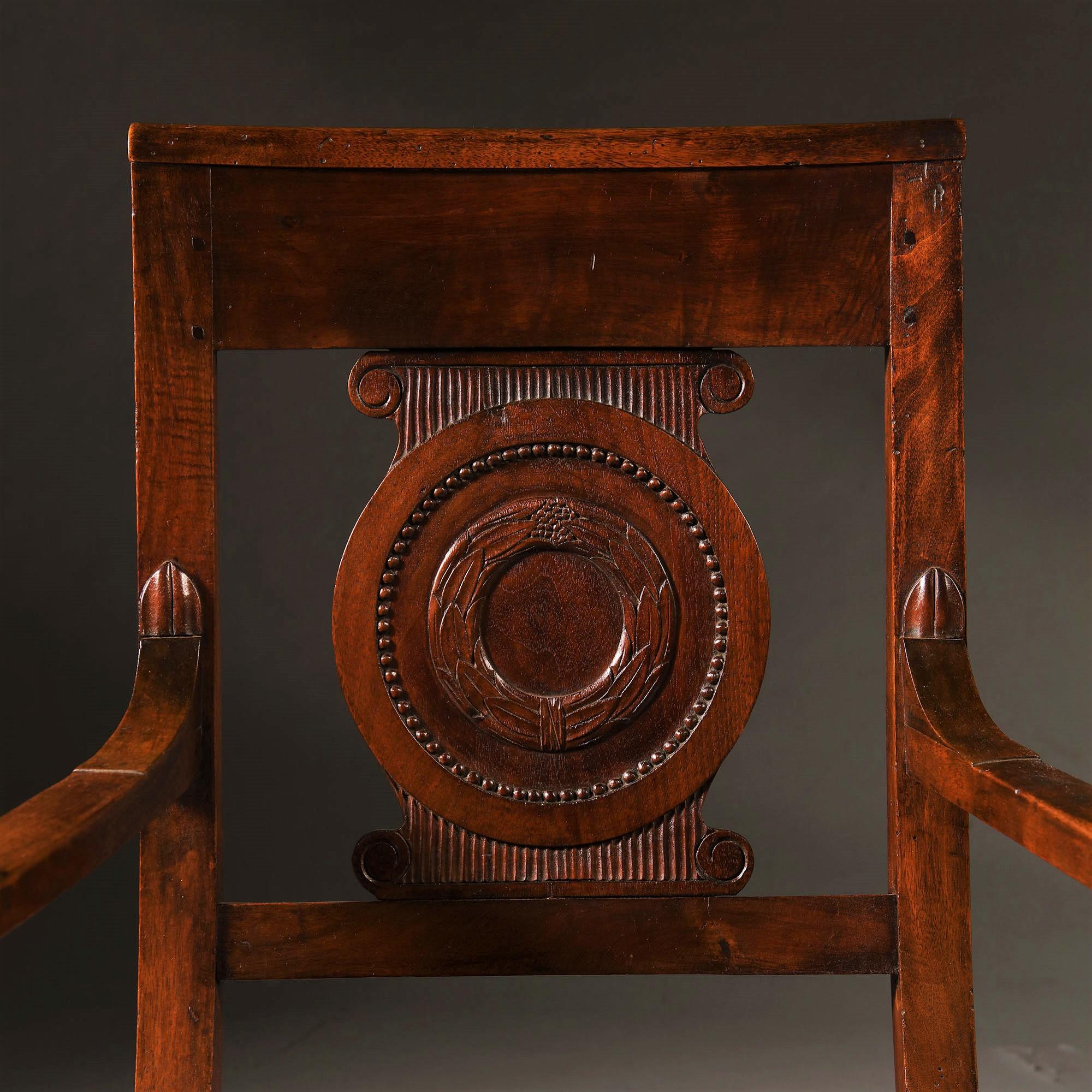 Cuir Paire de fauteuils ou fauteuils rouges Empire français en acajou et bois de marron du 19ème siècle en vente