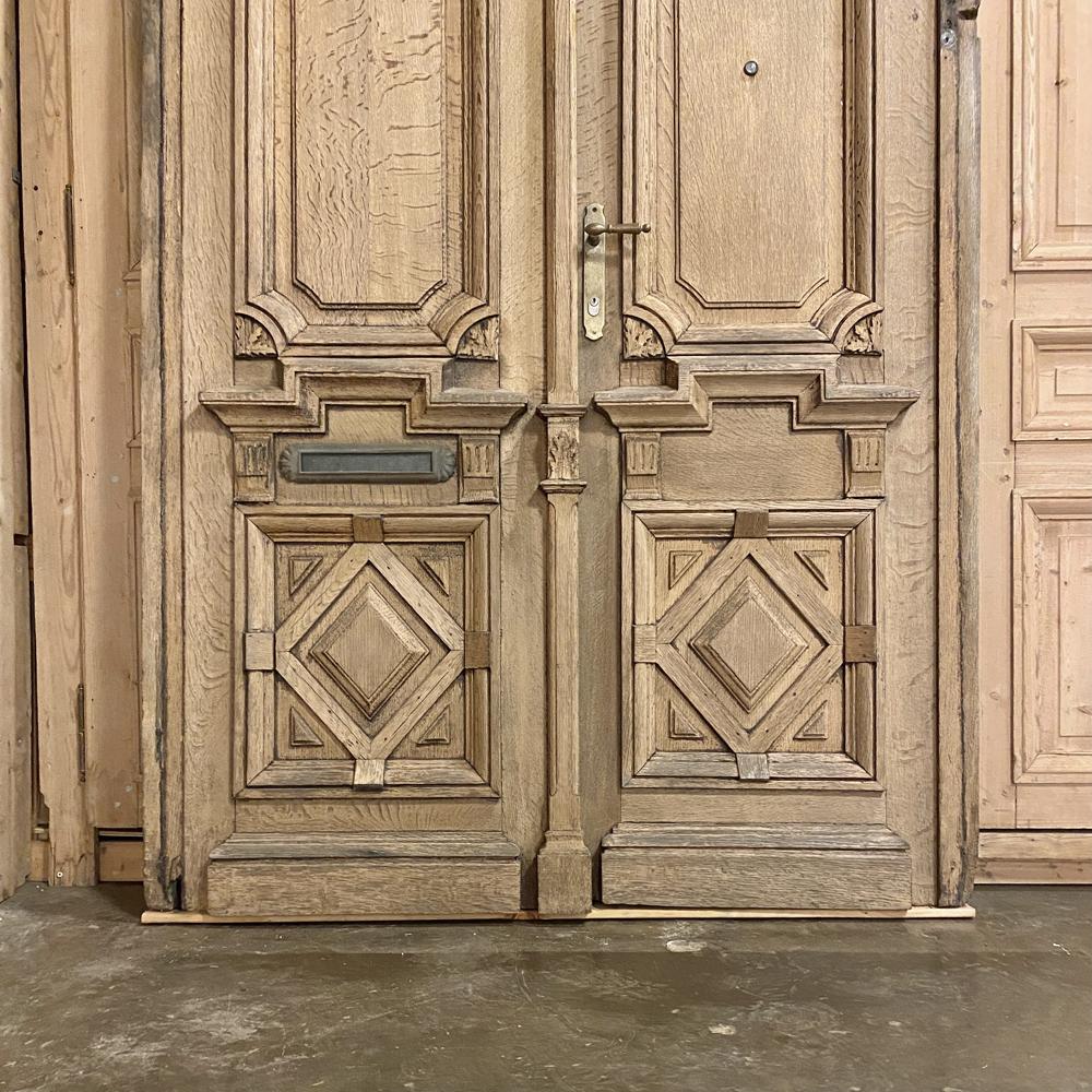 Oak Pair of 19th Century French Exterior Doors in Frame