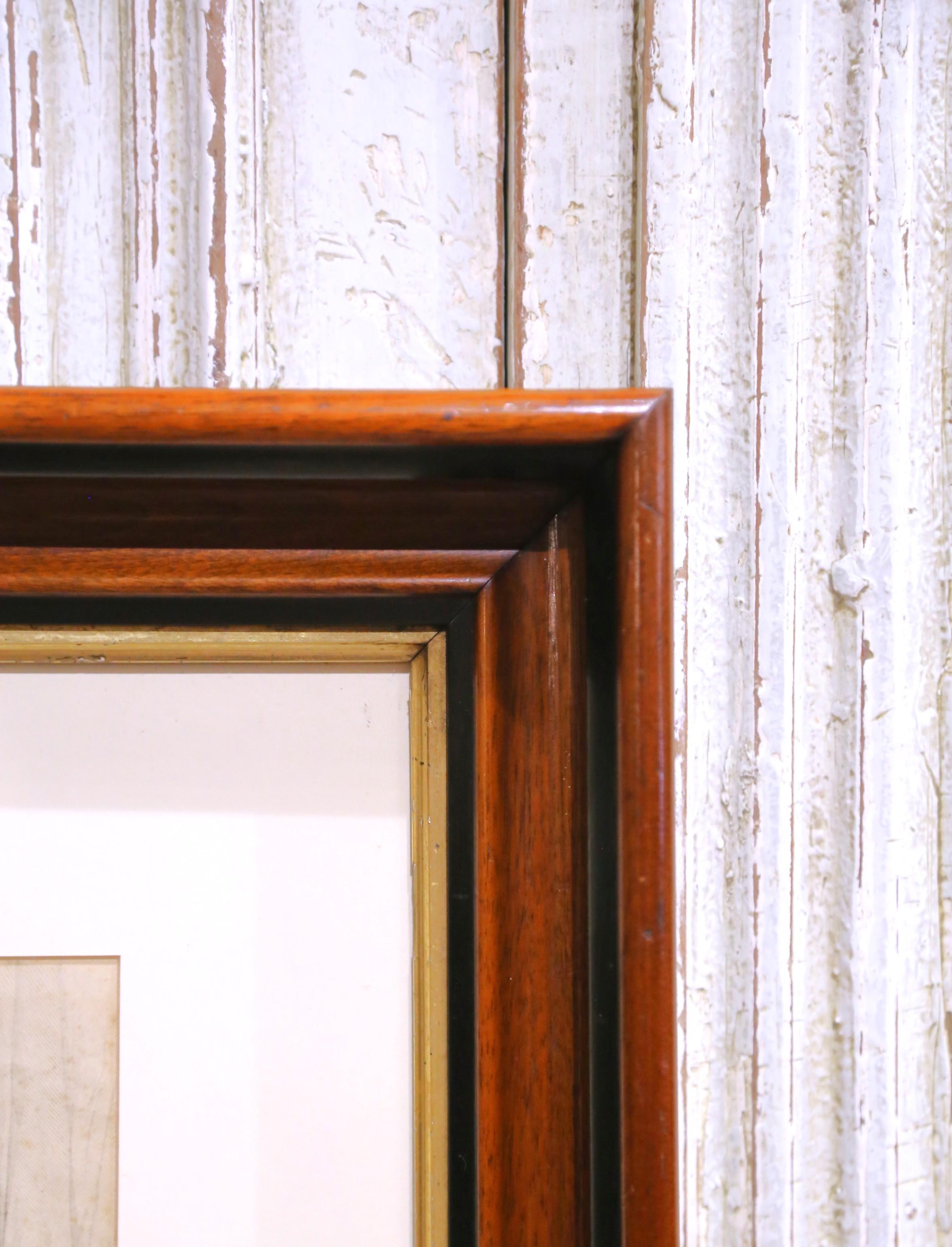 Paar französische Modegravuren des 19. Jahrhunderts in Nussbaumrahmen im Angebot 8