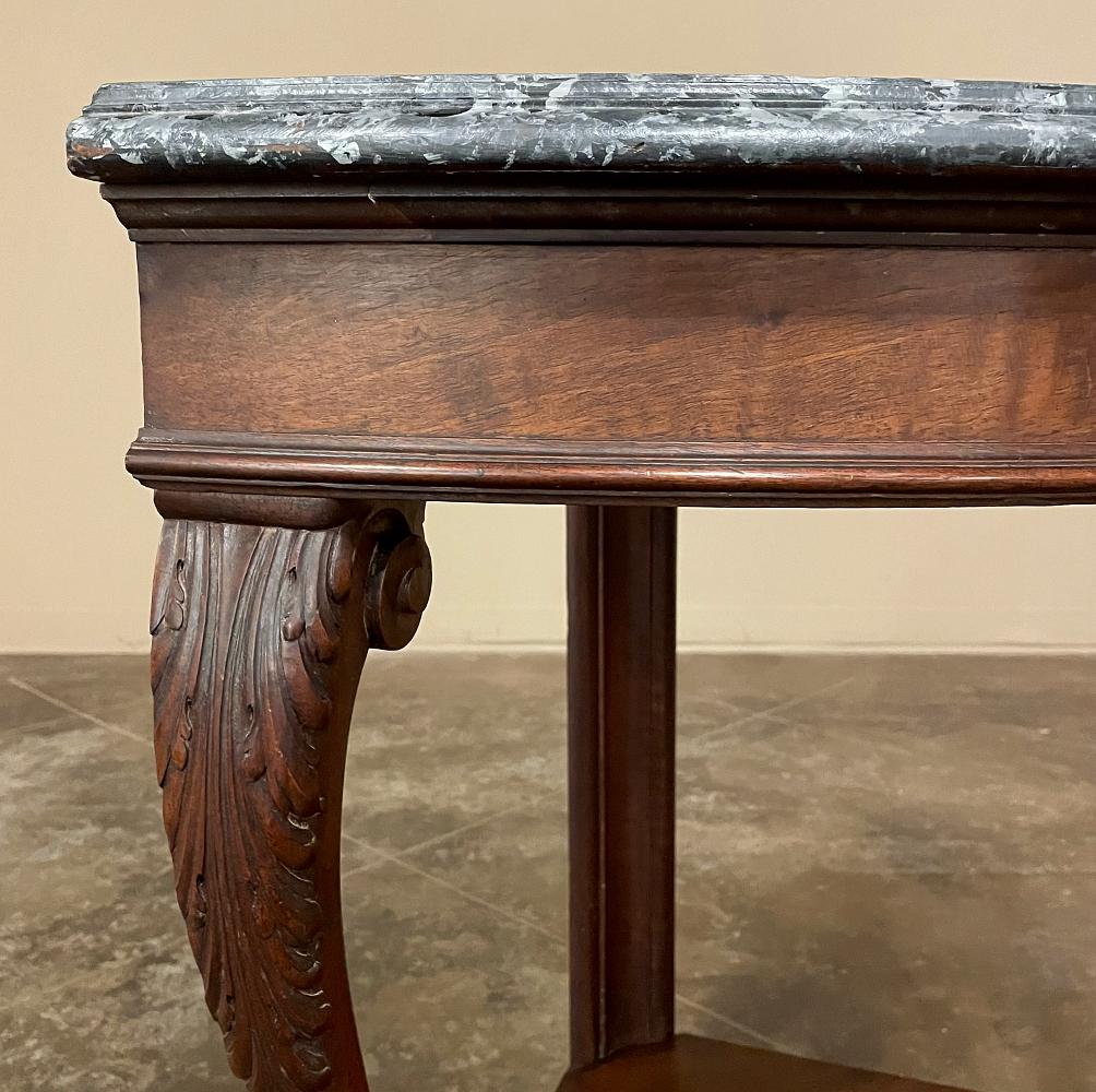 Pair 19th Century French Faux Marble Top Corner Consoles 6
