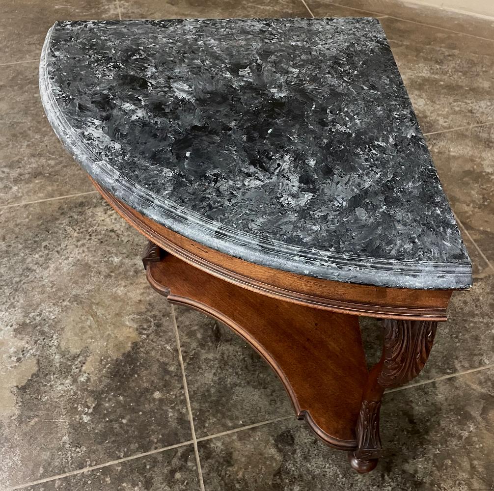 Pair 19th Century French Faux Marble Top Corner Consoles 7