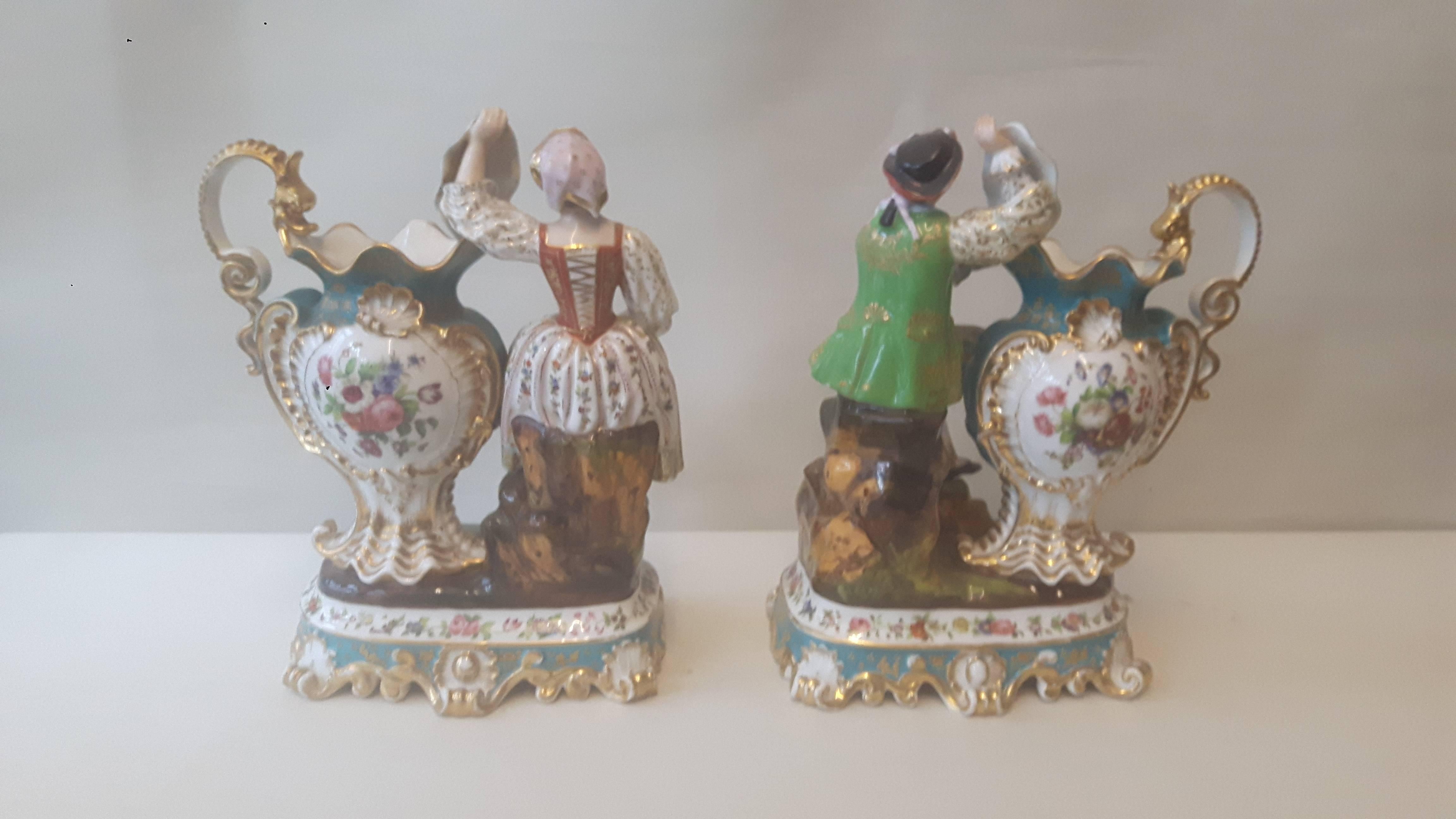 Glazed Pair of 19th Century French Figurines by Jacob Petit