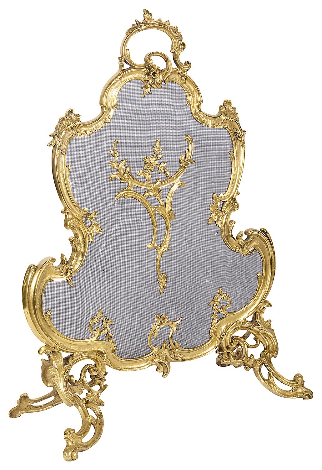 Rococo Paire de pare-étincelles dorés du 19ème siècle français en vente