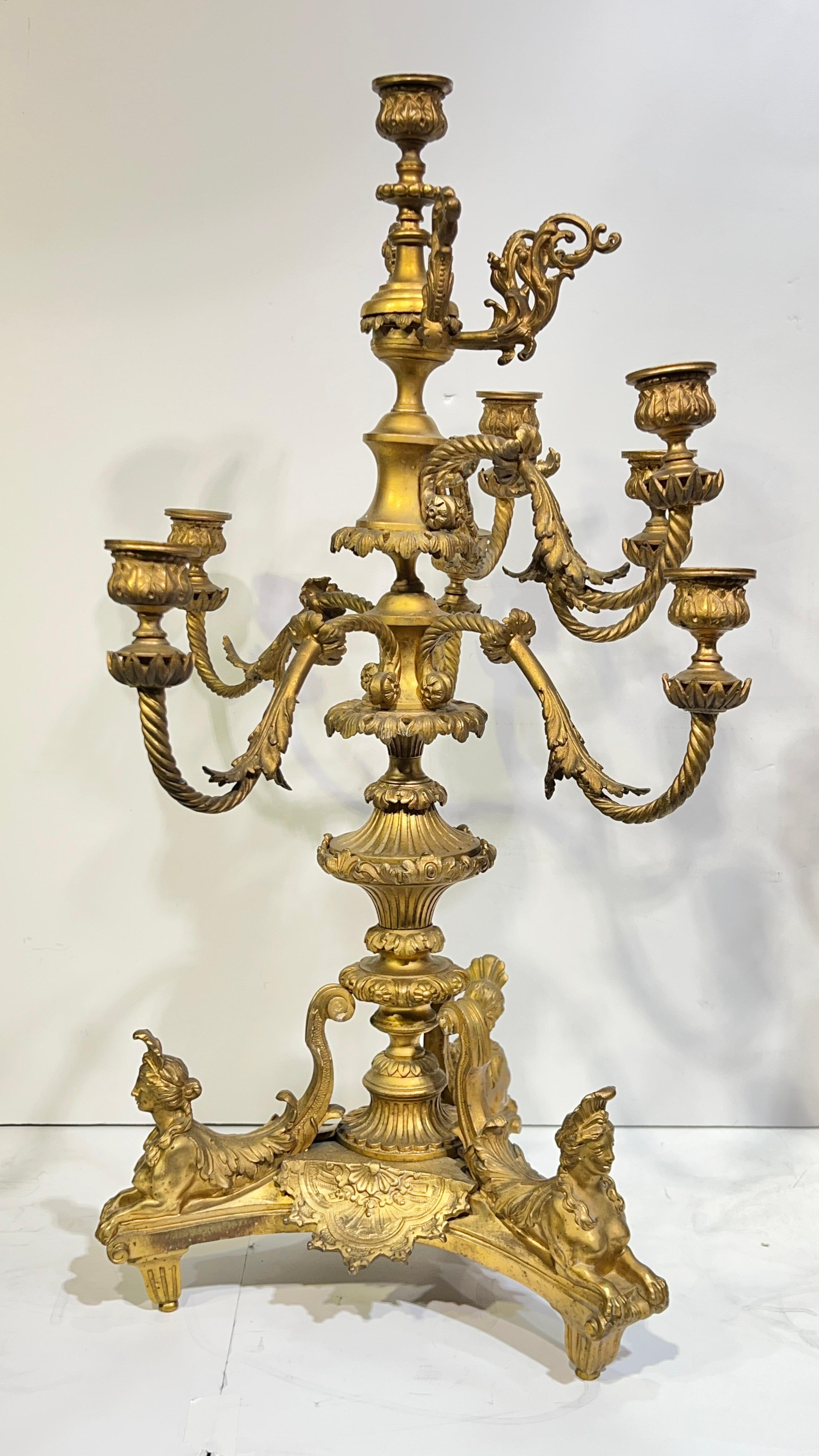 Pair 19th Century French Gilt Bronze Candelabra After André Charles Boulle For Sale 6