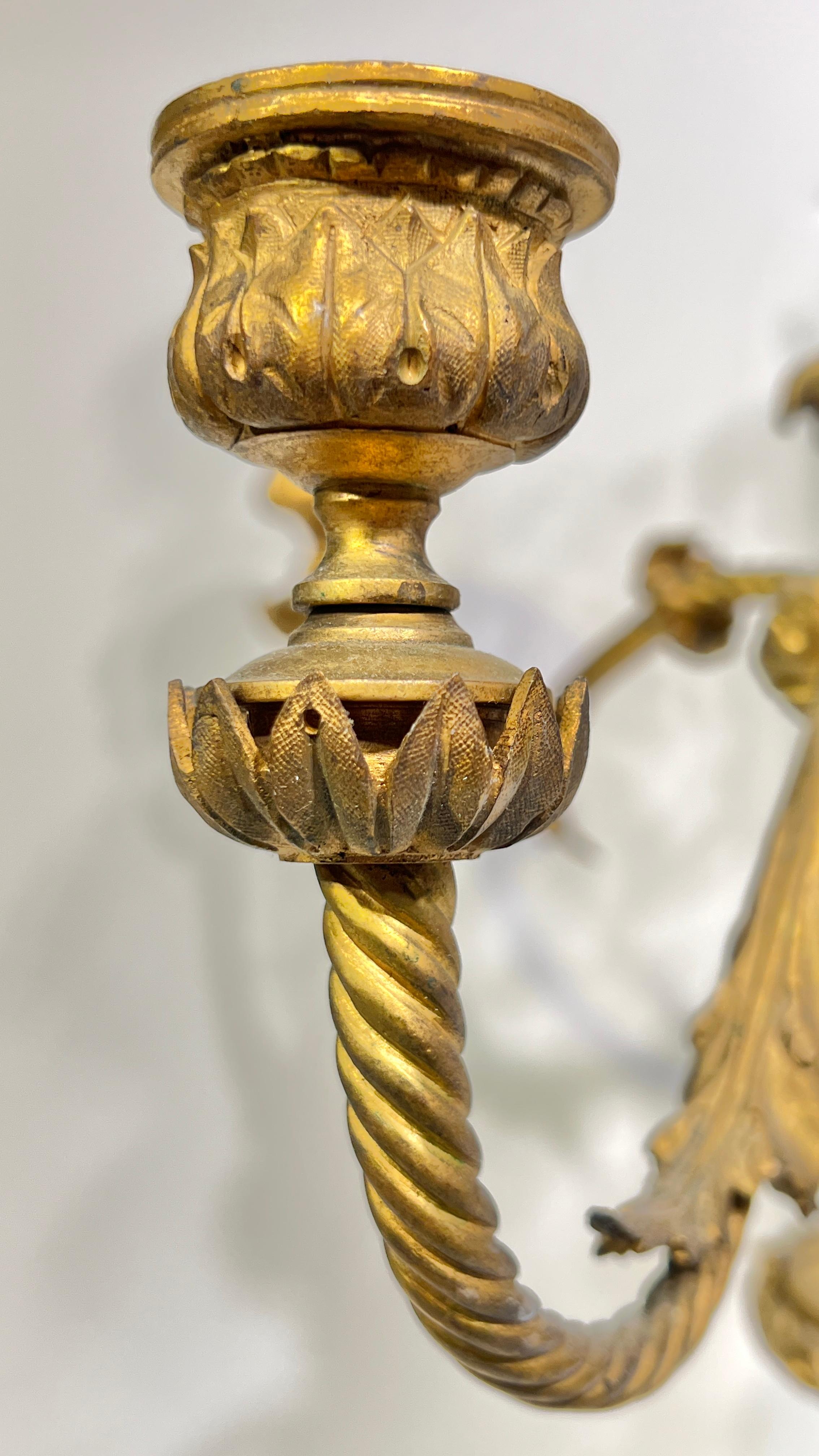 Pair 19th Century French Gilt Bronze Candelabra After André Charles Boulle For Sale 7
