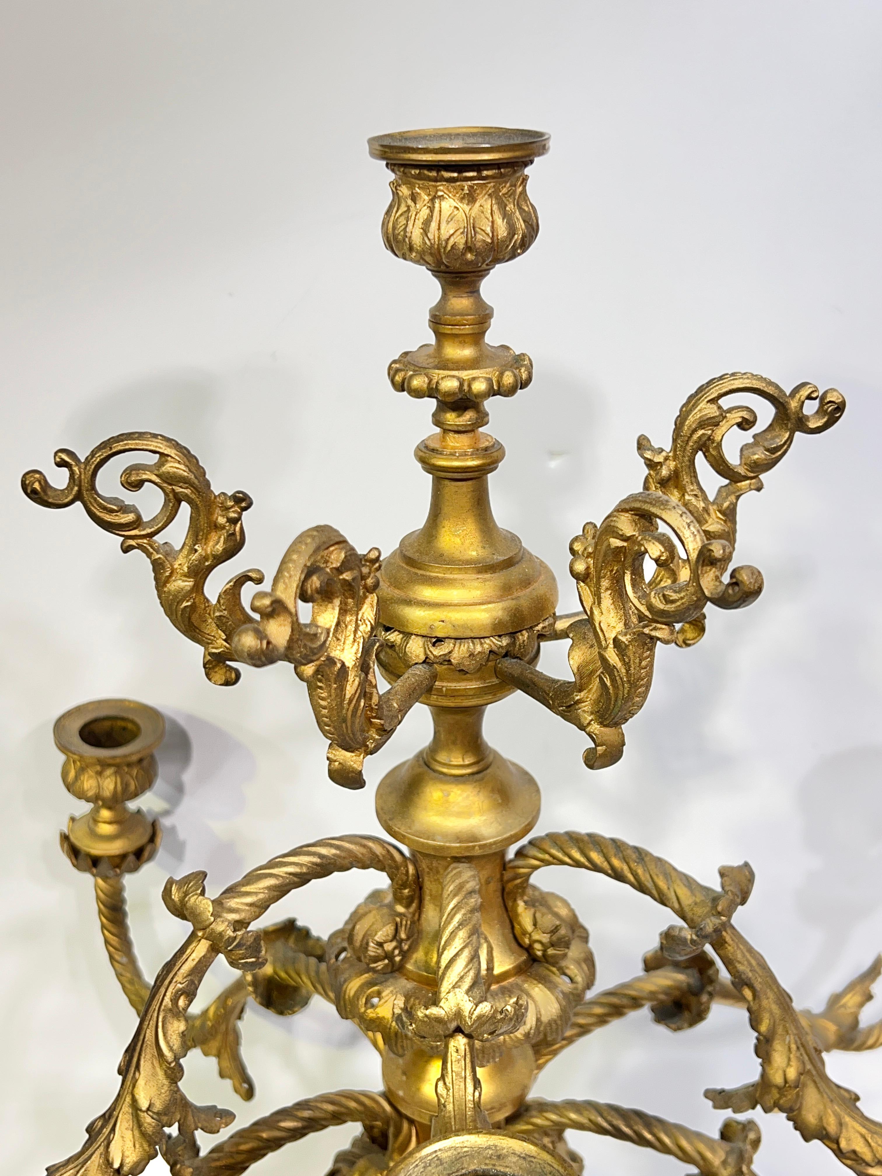 Pair 19th Century French Gilt Bronze Candelabra After André Charles Boulle In Good Condition For Sale In New York, NY