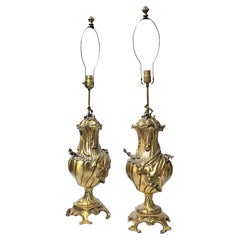 Pair 19th Century French Gilt Bronze Tables Lamps in the Louis XV Style