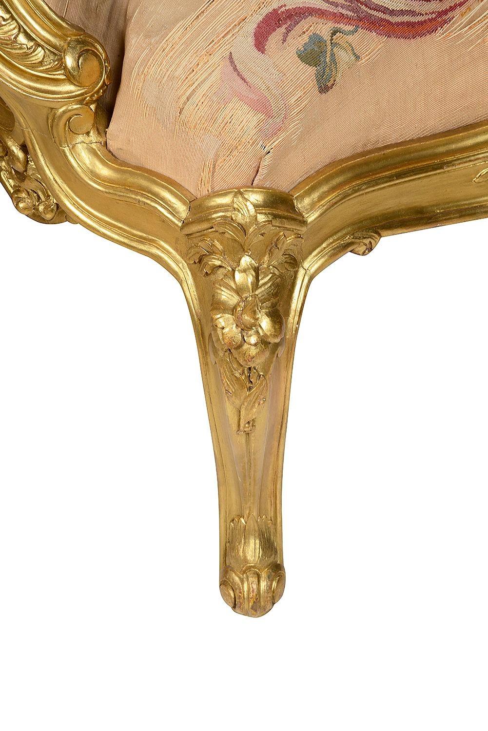 Paar 19. Jahrhundert Französisch vergoldetes Holz Salon Stühle. im Angebot 3