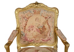 Pair 19th Century French gilt wood Salon chairs.