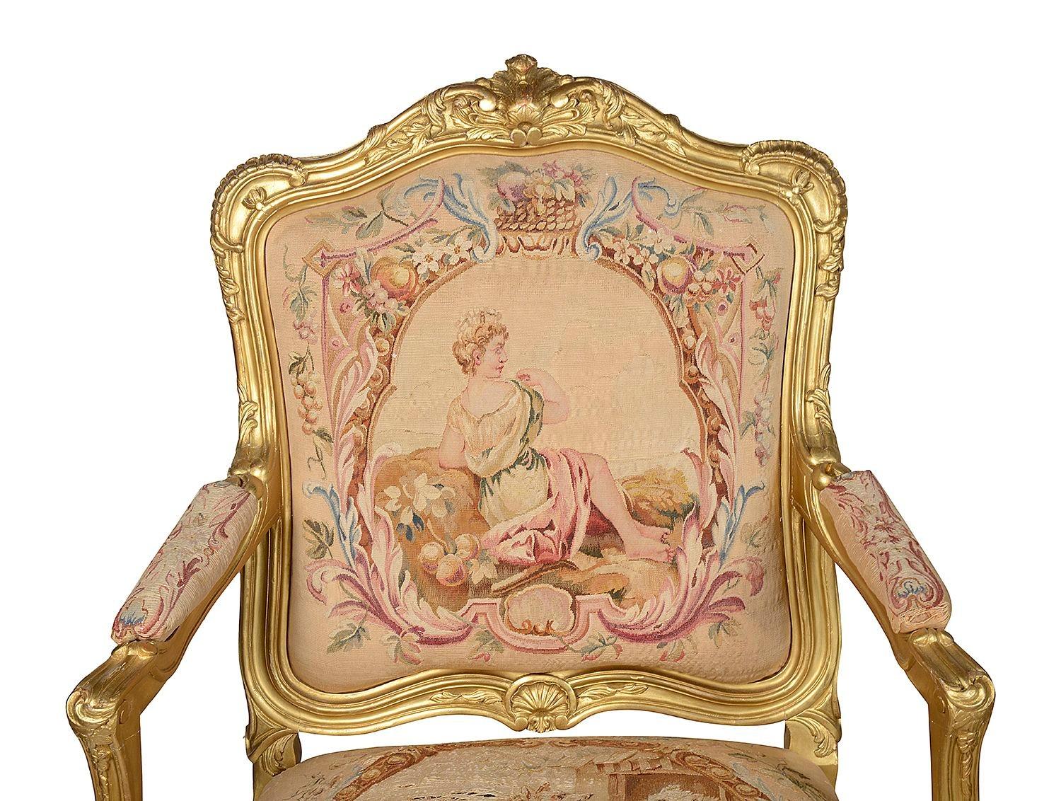 Louis XVI Pair 19th Century French gilt wood Salon chairs. For Sale