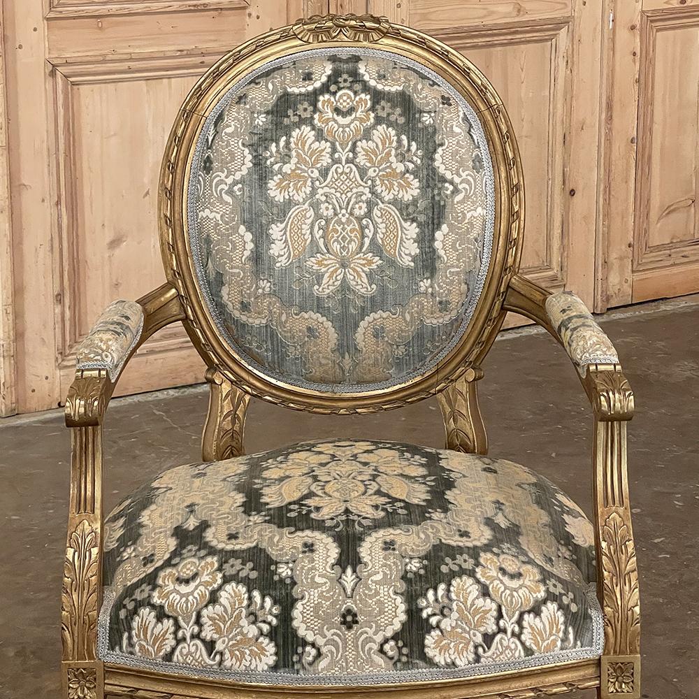 Pair 19th Century French Louis XVI Giltwood Armchairs ~ Fauteuils For ...