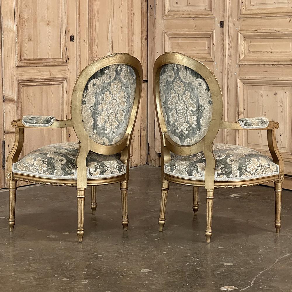 Pair 19th Century French Louis XVI Giltwood Armchairs ~ Fauteuils For ...