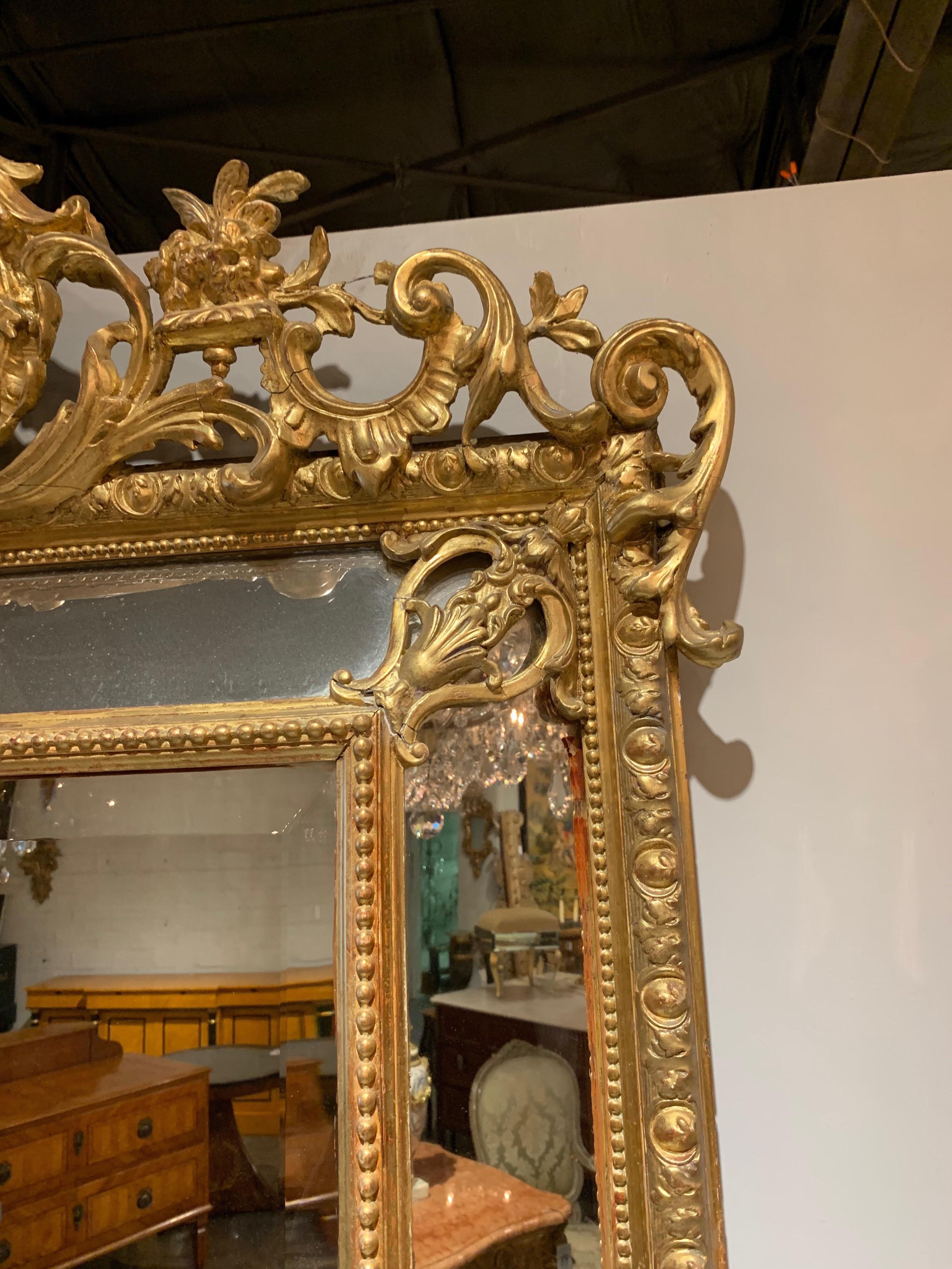 Louis XVI Pair of 19th Century French Giltwood Cushion Mirror