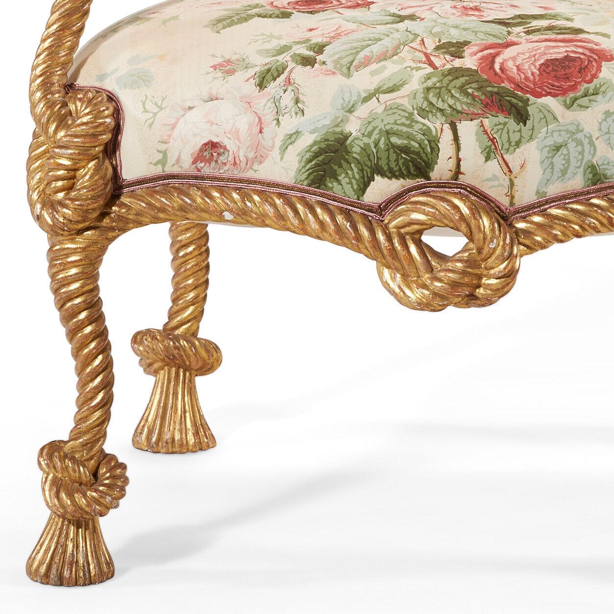 Pair 19th Century French Giltwood Rope-Twist Armchairs For Sale 5