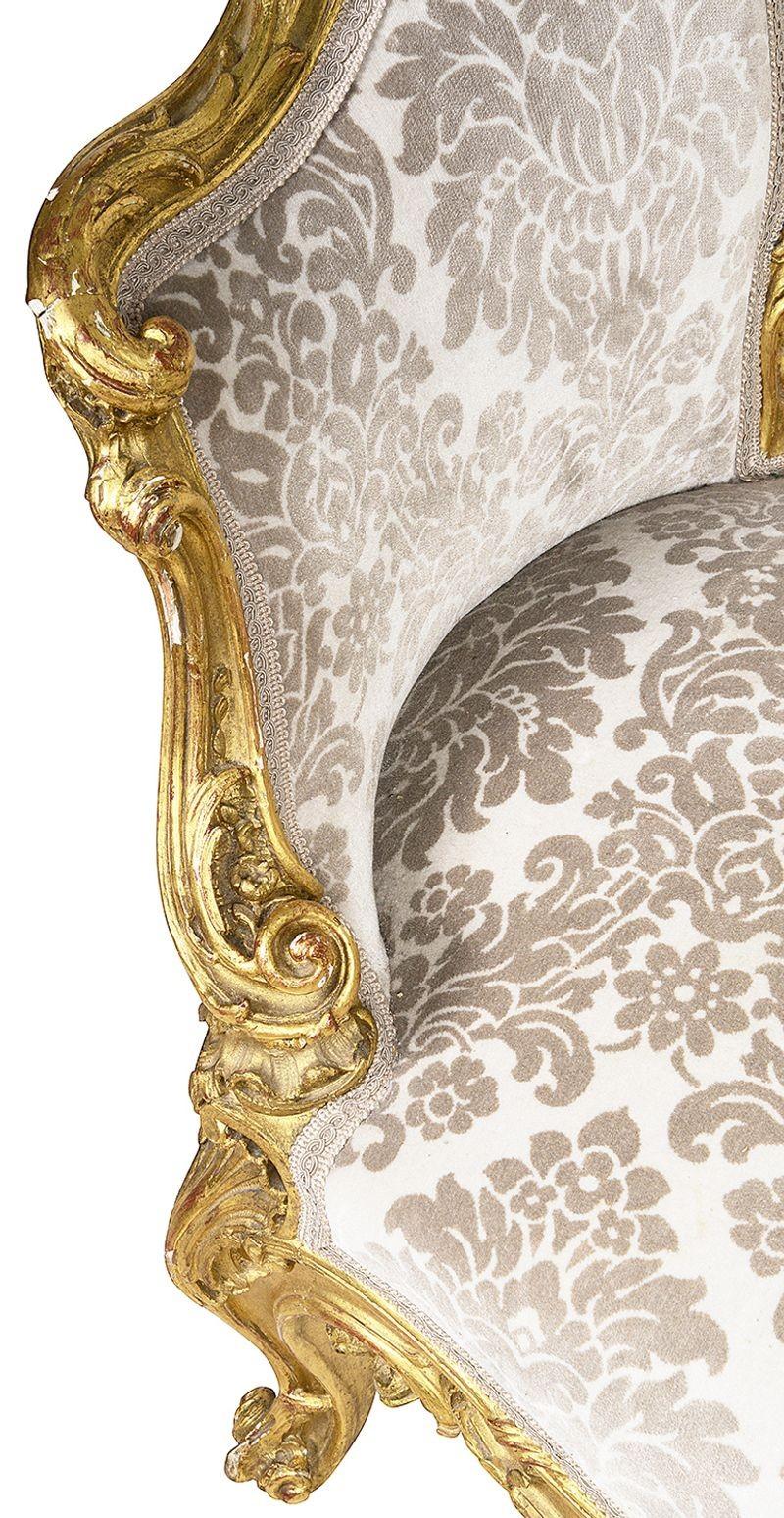Pair 19th Century French Giltwood Salon Chairs In Good Condition In Brighton, Sussex