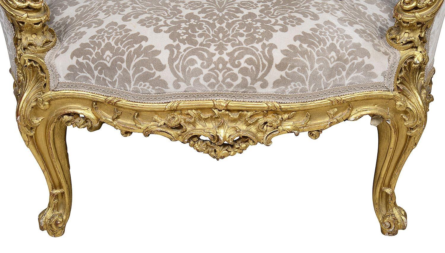 Pair 19th Century French Giltwood Salon Chairs 1