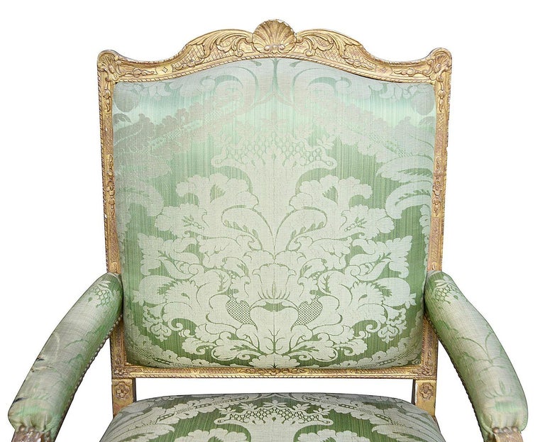 Pair 19th Century French Giltwood Salon Chairs For Sale at 1stDibs