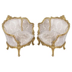 Pair 19th Century French Giltwood Salon Chairs