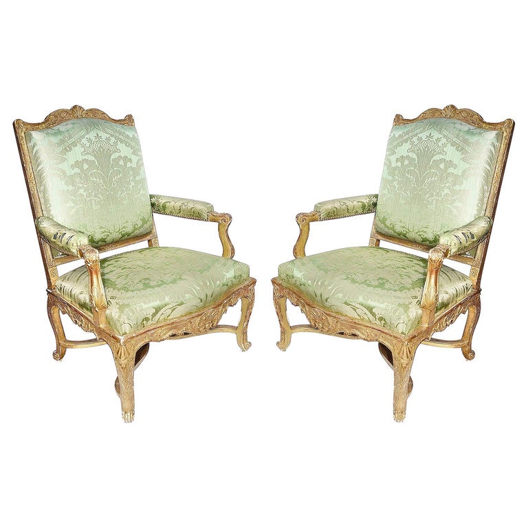 Pair 19th Century French Giltwood Salon Chairs For Sale at 1stDibs