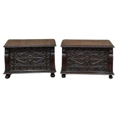 PAIR 19th Century French Gothic Revival Trunks ~ Blanket Chests