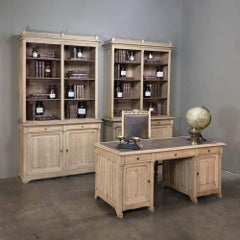 Pair of 19th Century French Gothic Stripped Oak Bookcases