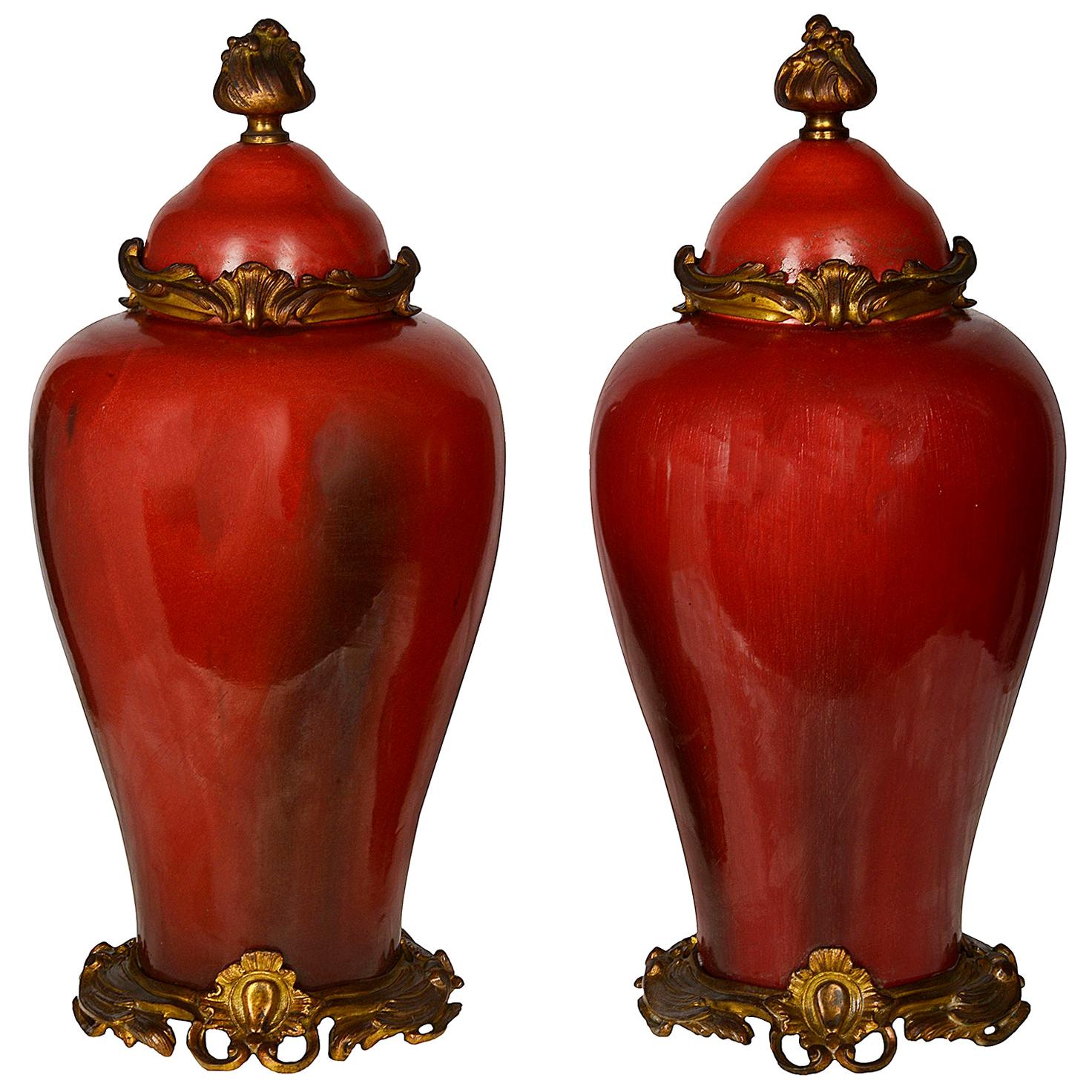 Pair of 19th Century French Lidded Vases in the Chinese Style