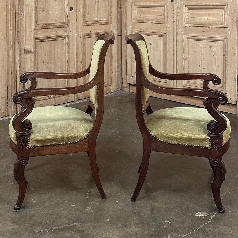 Pair 19th Century French Louis Philippe Period Mahogany Armchairs For Sale 1