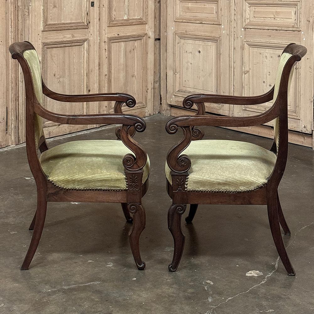 Pair 19th Century French Louis Philippe Period Mahogany Armchairs For Sale 2