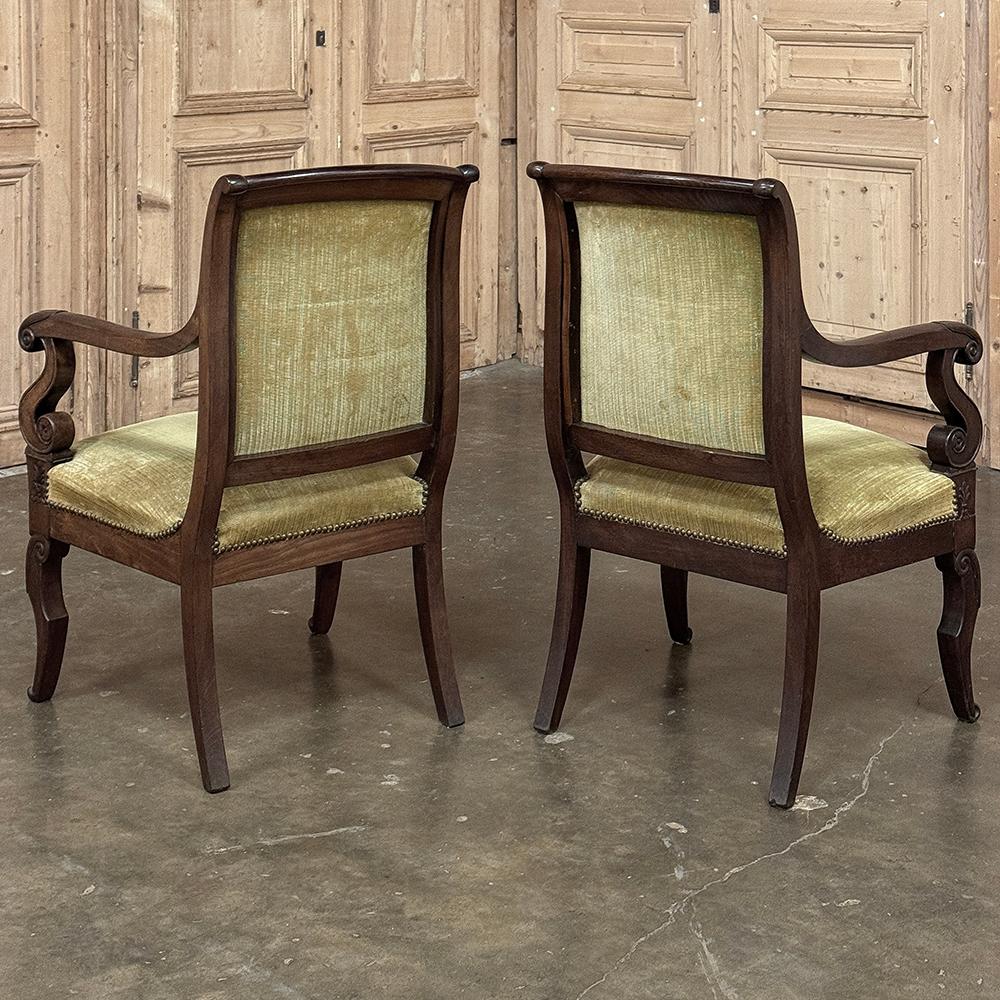 Pair 19th Century French Louis Philippe Period Mahogany Armchairs For Sale 3