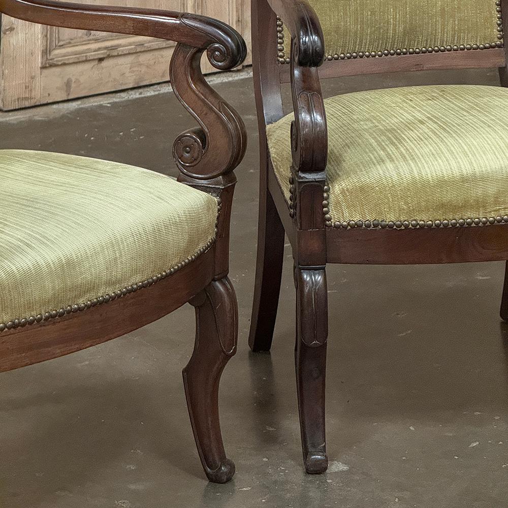 Pair 19th Century French Louis Philippe Period Mahogany Armchairs For Sale 4