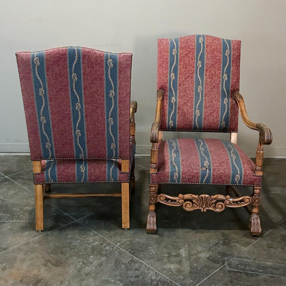 Pair 19th Century French Louis XIII Armchairs For Sale 4