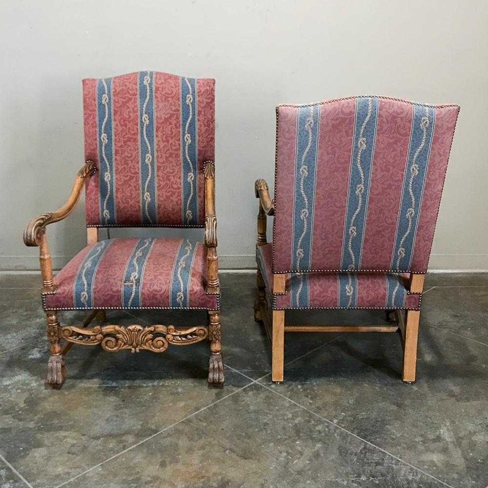 Pair 19th Century French Louis XIII Armchairs In Good Condition For Sale In Dallas, TX