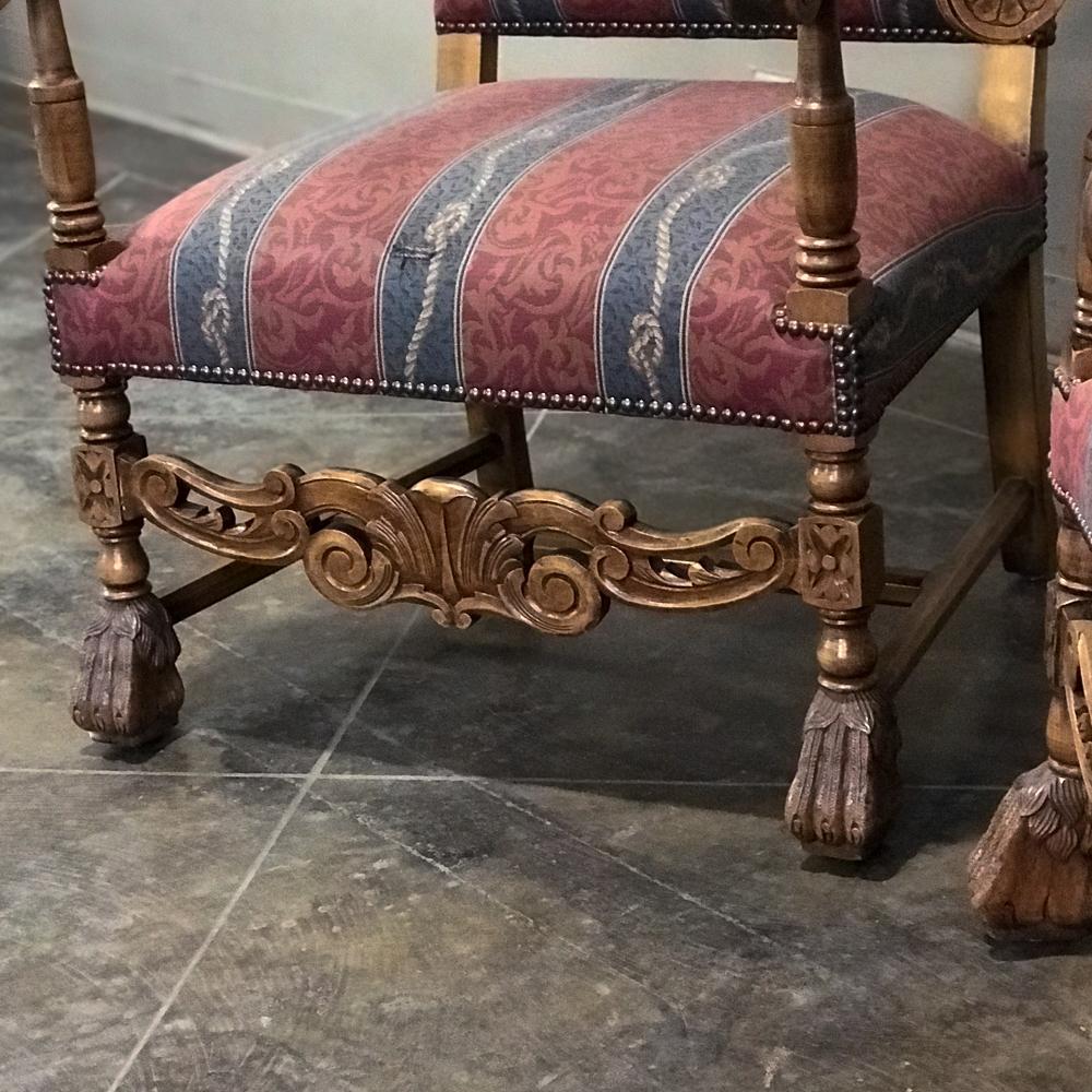 Pair 19th Century French Louis XIII Armchairs In Good Condition For Sale In Dallas, TX