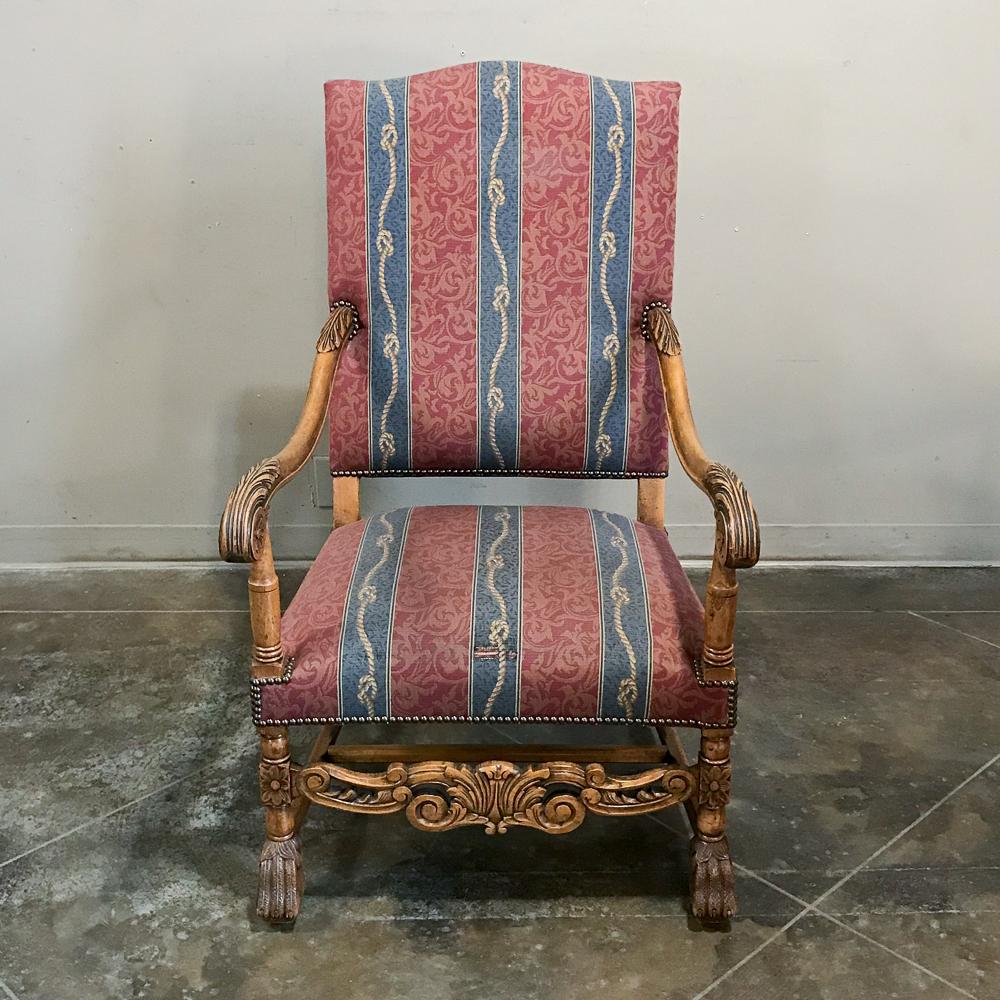 Fruitwood Pair 19th Century French Louis XIII Armchairs For Sale