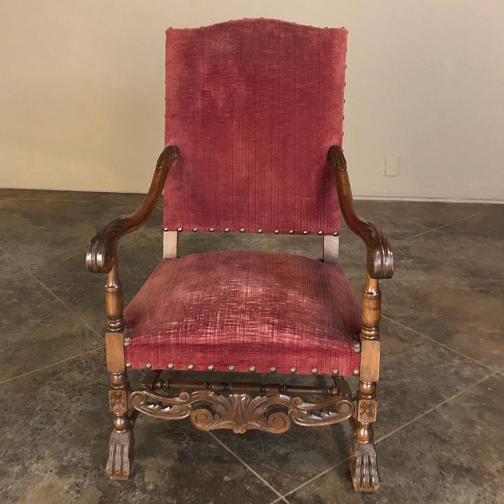 Pair of 19th Century French Louis XIII Fauteuils, Armchairs In Good Condition For Sale In Dallas, TX