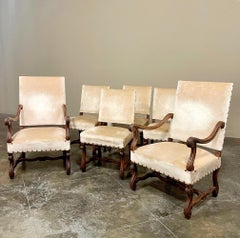 Pair 19th Century French Louis XIV Armchairs ~ Fauteuils with Mohair