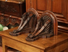 Pair of 19th Century, Louis XIV Carved Walnut and Oak Wall Brackets Consoles