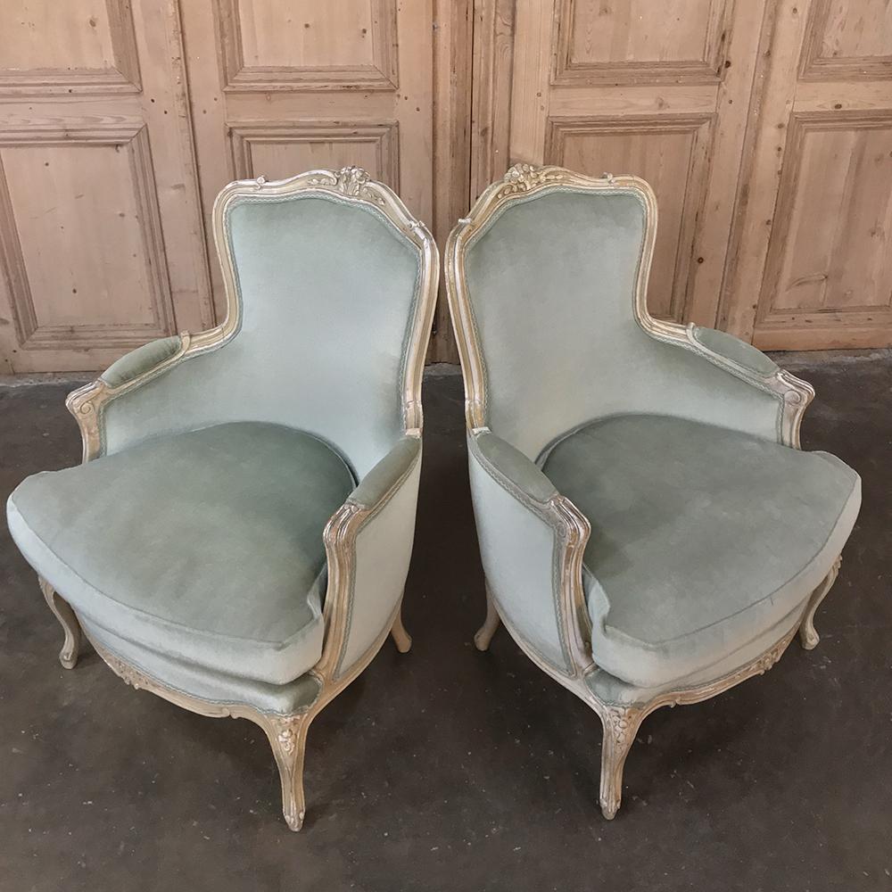 Pair of 19th Century French Louis XV Bergeres, Armchairs 5