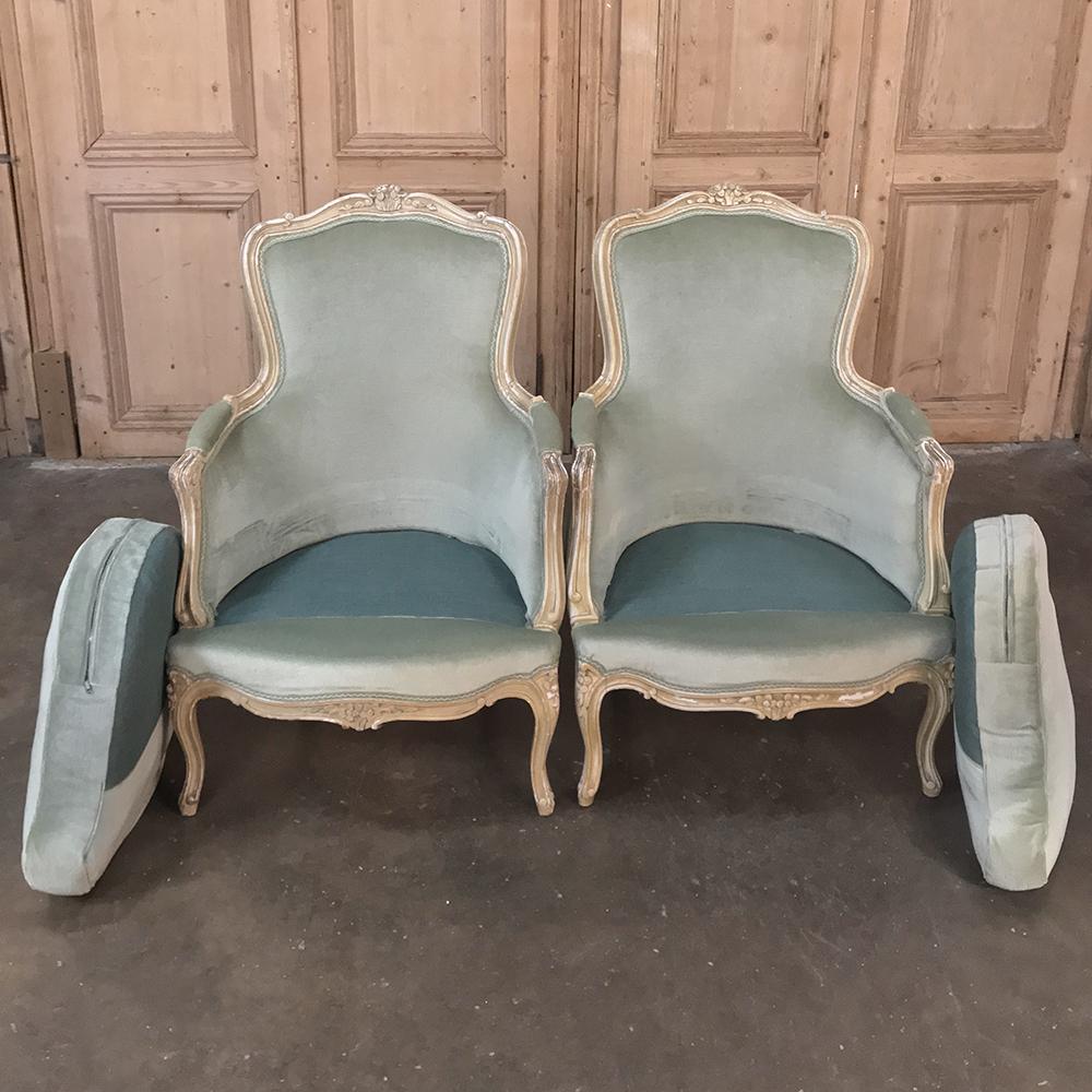 Pair of 19th Century French Louis XV Bergeres, Armchairs 6