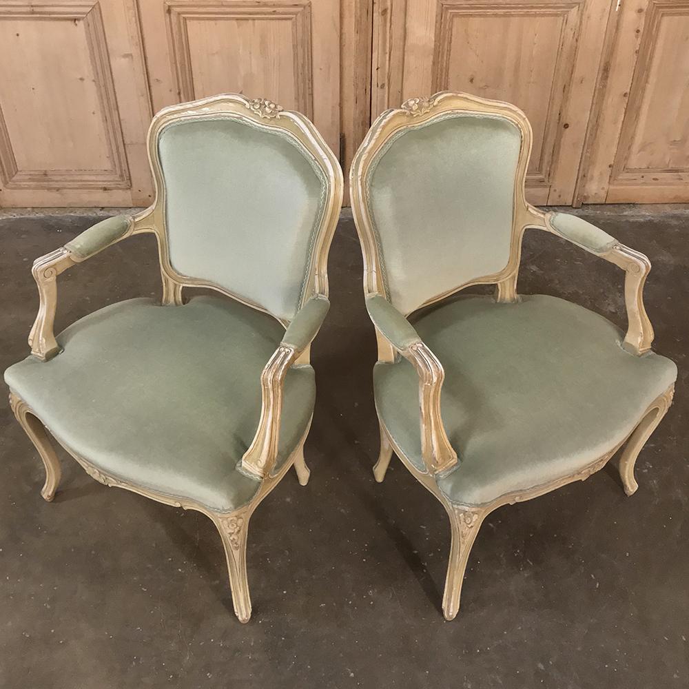 Pair of 19th Century French Louis XV Fauteuils, Armchairs 5