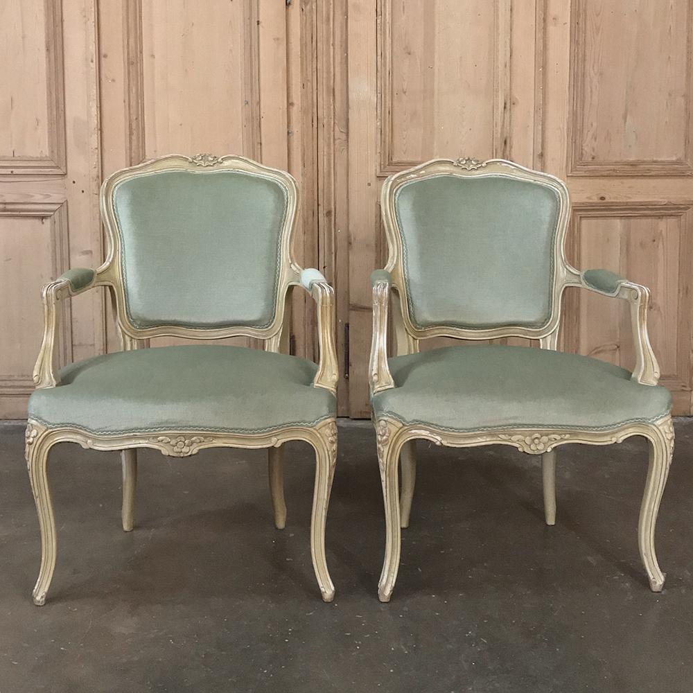 Pair of 19th Century French Louis XV Fauteuils, Armchairs In Good Condition In Dallas, TX